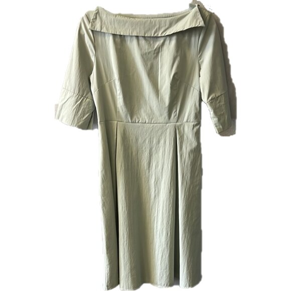Sage Green Off-Shoulder Fit & Flare Dress - Elegant Mid-Length - XL - Picture 1 of 6